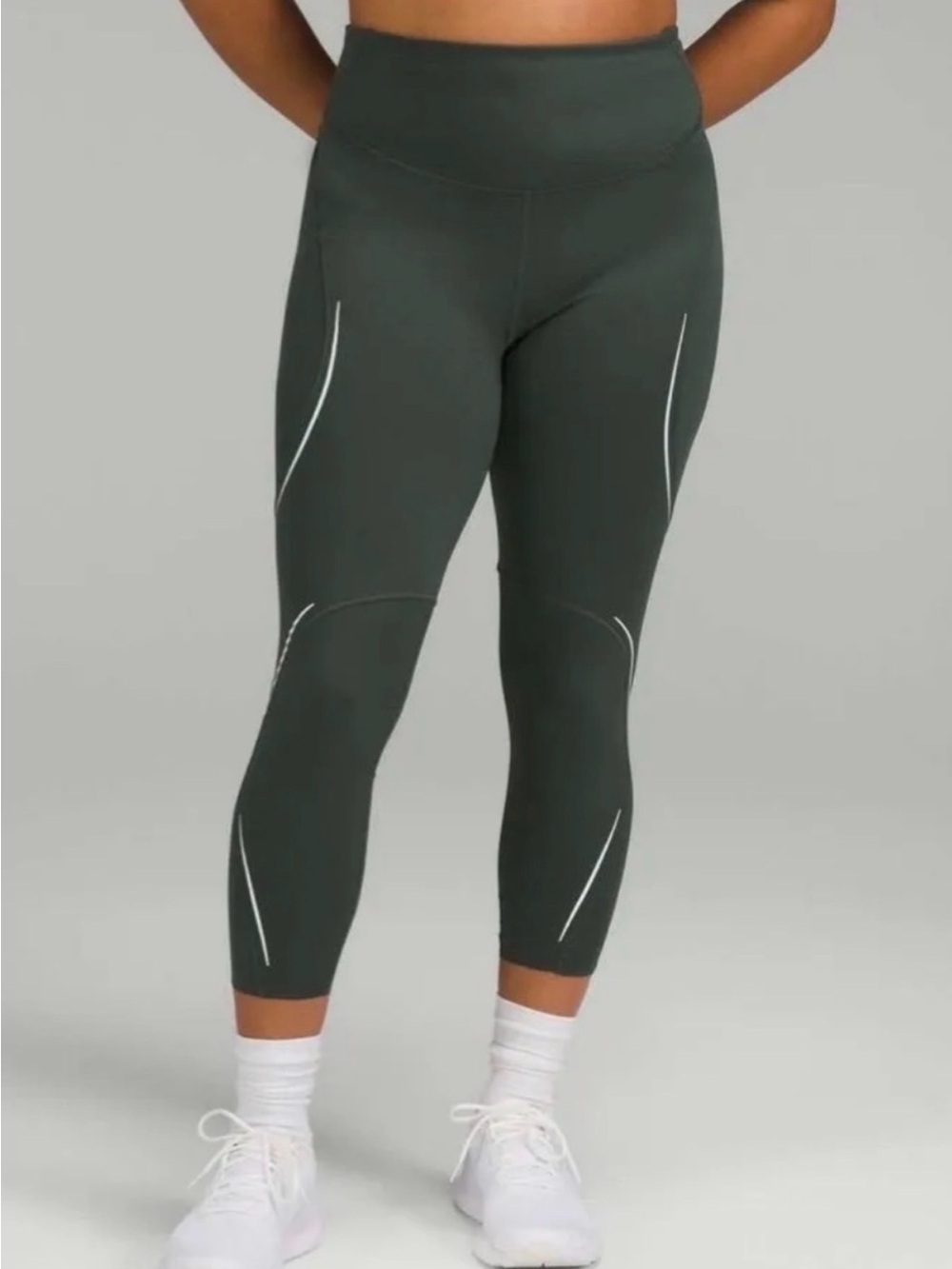Lululemon Base Pace High-Rise Reflective Crop 23" Smoked Spruce 12